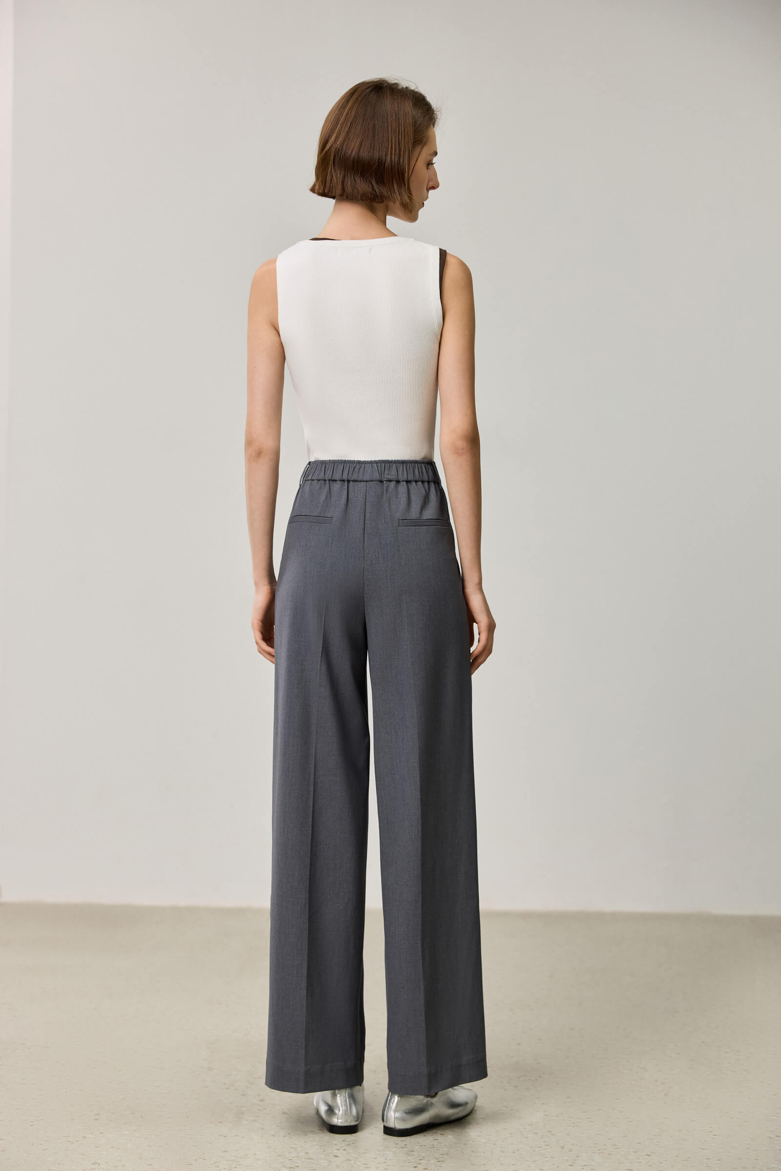 パンツ wide straight gray slacks 34sise archive Straight Leg Pants - Grey Dress Pants | Jones New York
