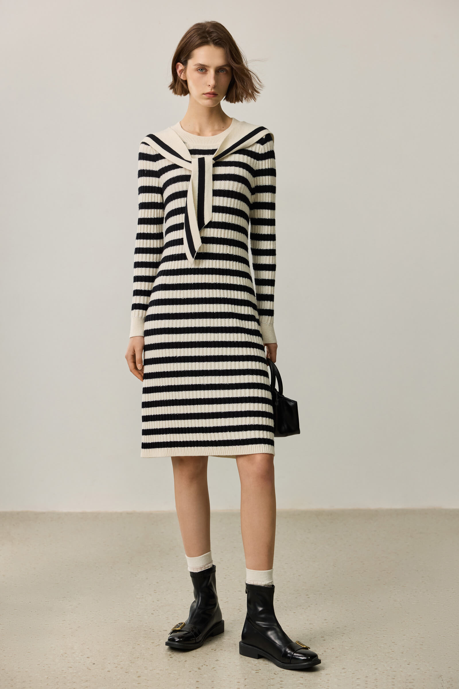 black and white stripe knit dress Black & White Striped Knit Dress