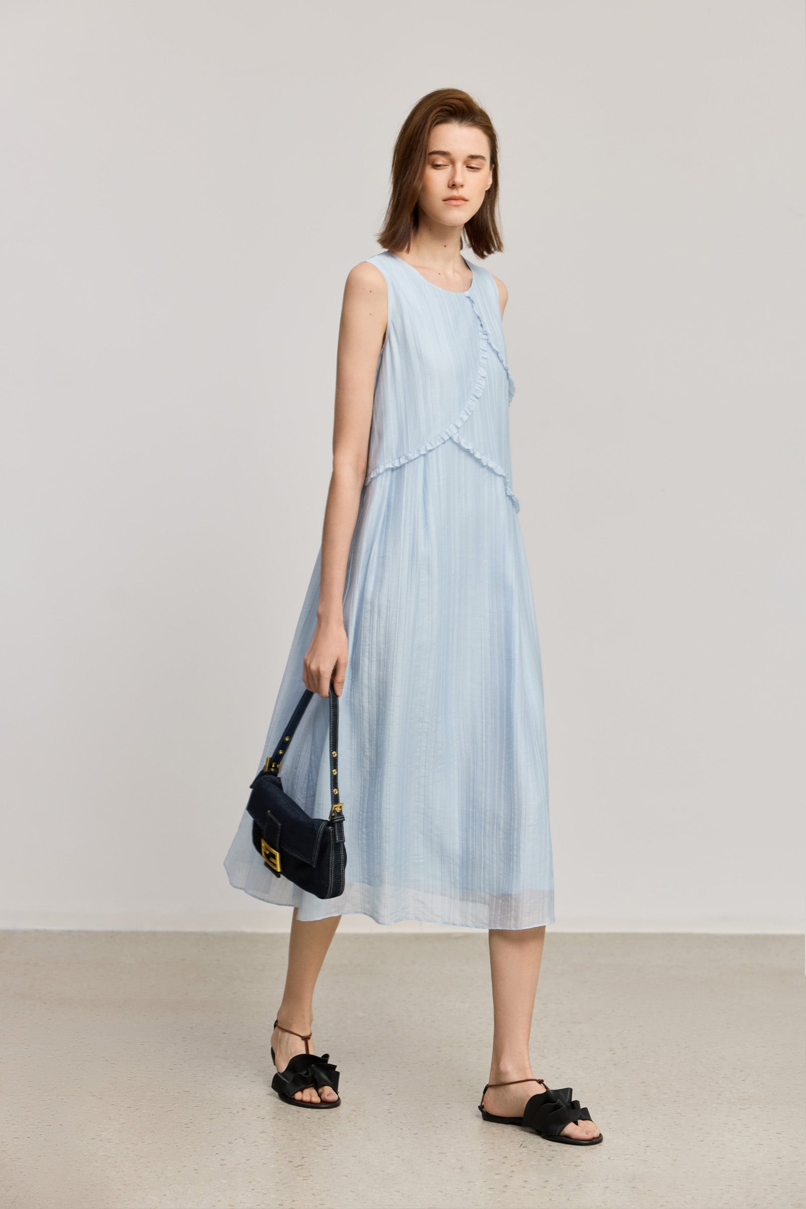 Lily Fringe Trim Swing Dress Beige