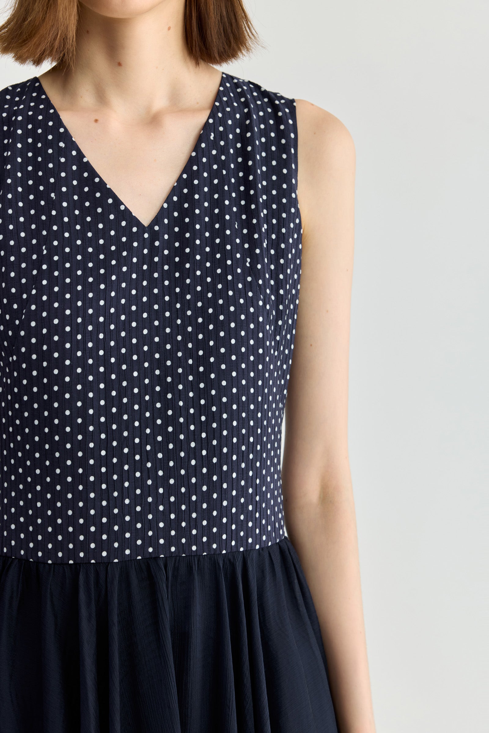 LILY ヴィンテージ ポルカドット ノースリーブ ドレス