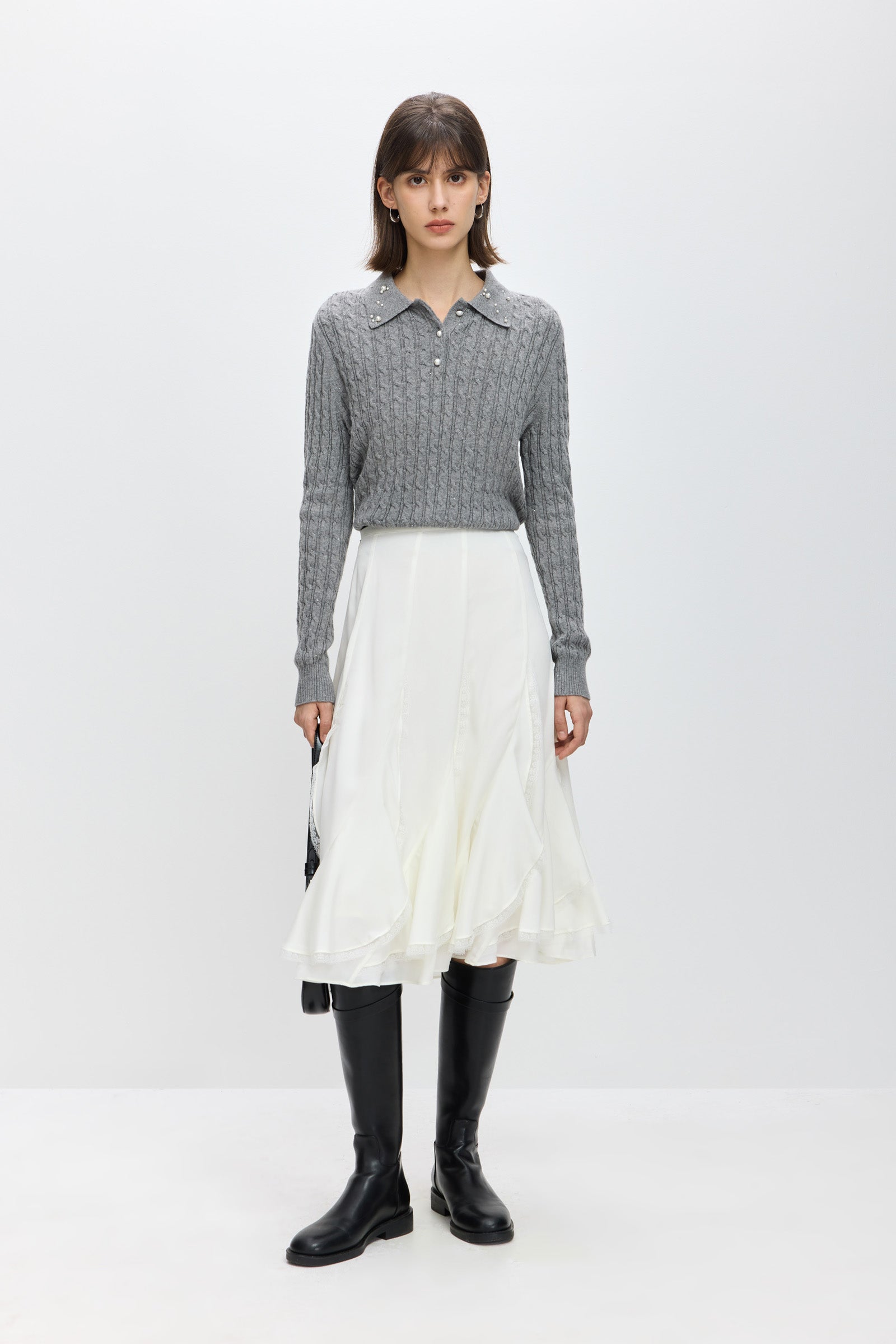 LILY Asymmetric Lace Midi Skirt – LILY Official Store
