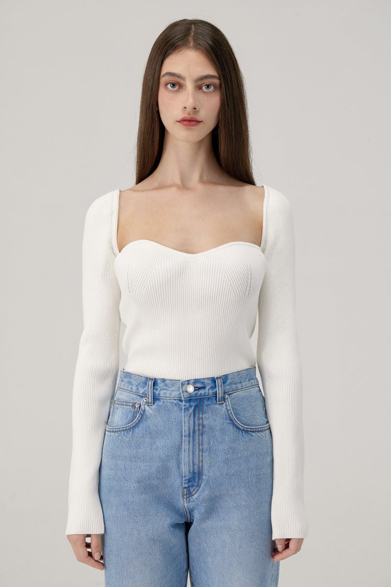 The Sweetheart Neck Knit Top