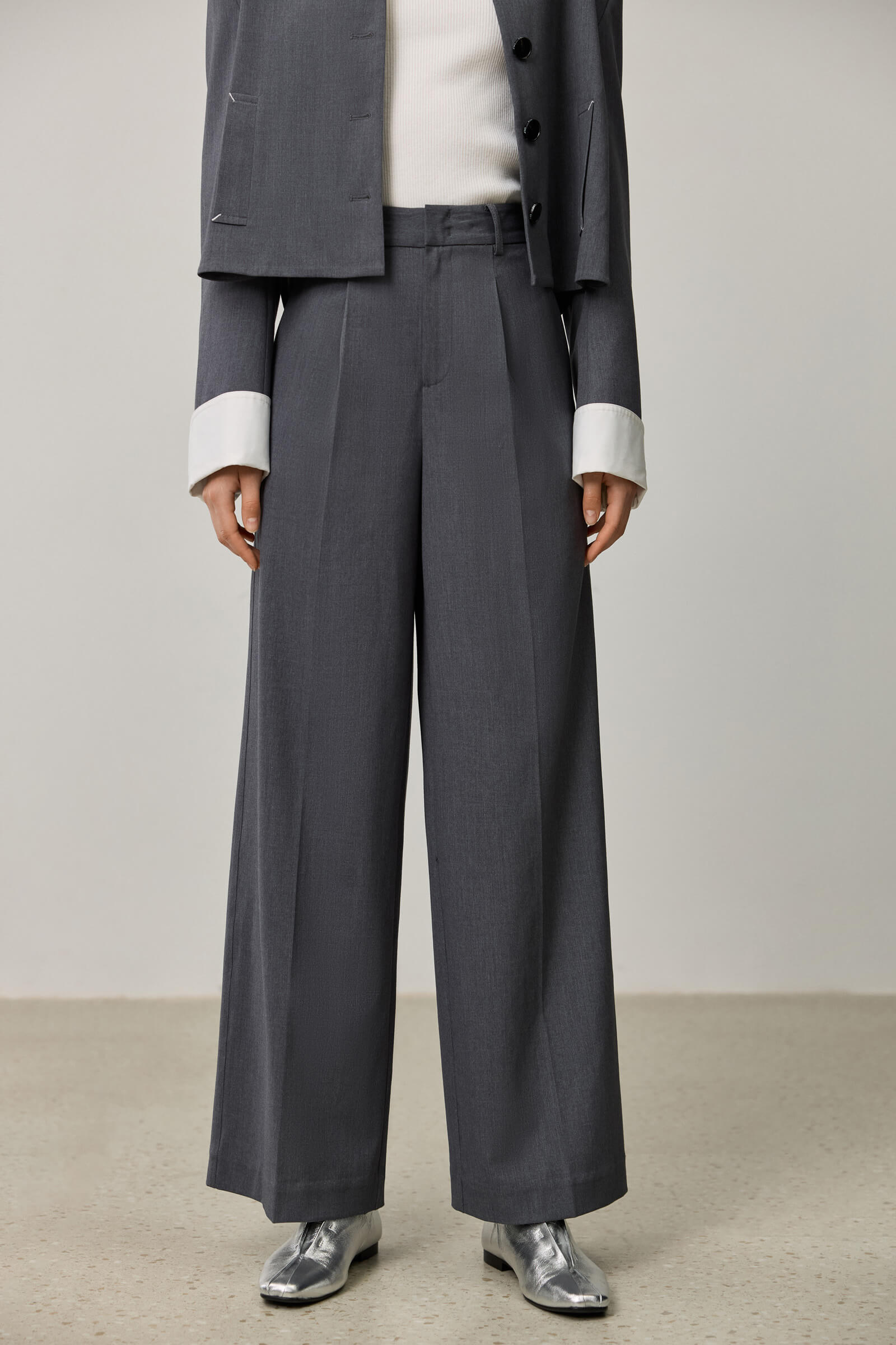 Loose Long Grey Pants/high Waist Extravagant Pants/wide Leg
