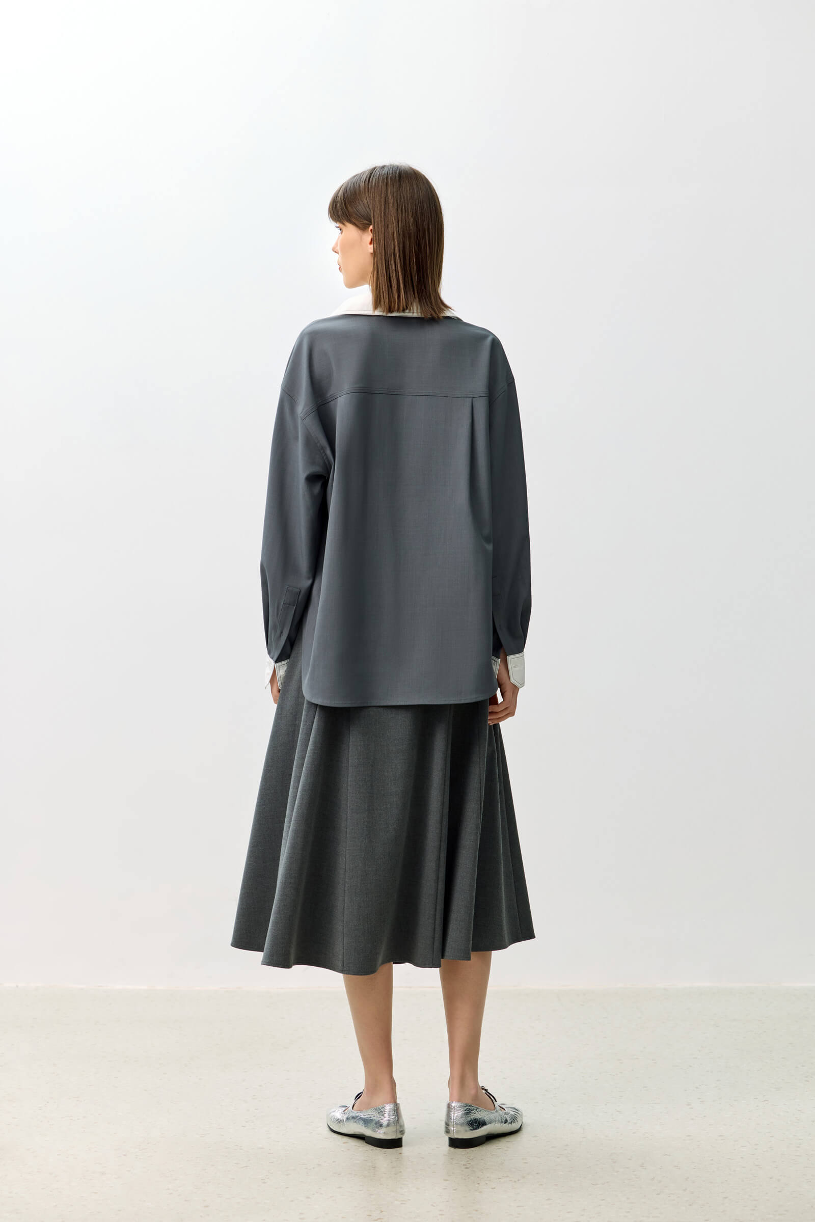 LILY Grey-Toned A-Line Office Skirt
