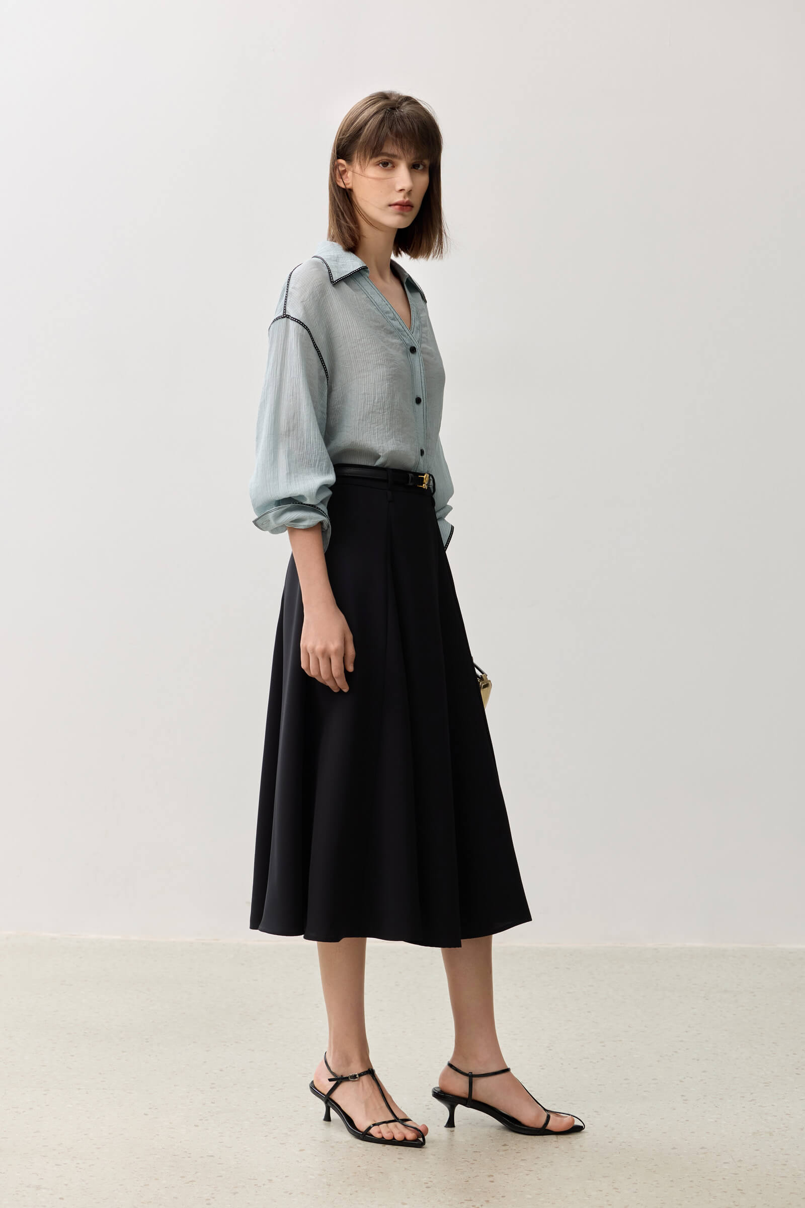 LILY Grey-Toned A-Line Office Skirt