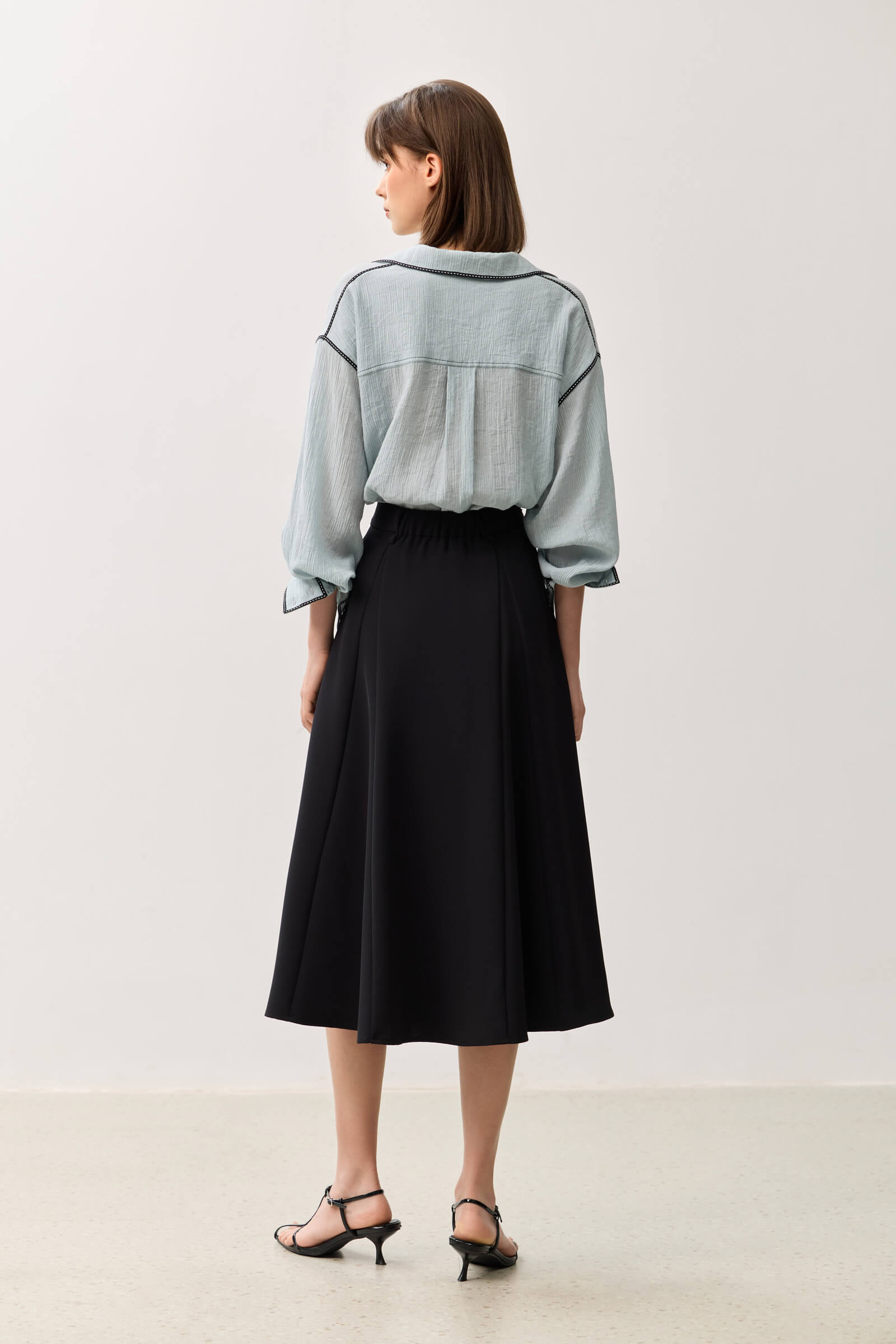 LILY Grey-Toned A-Line Office Skirt