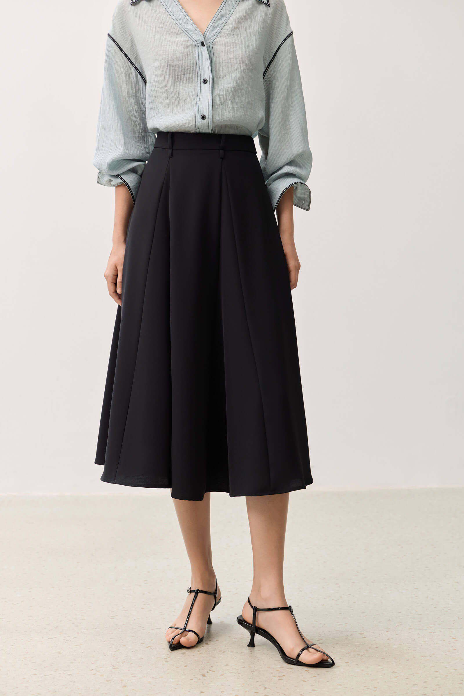 LILY Grey-Toned A-Line Office Skirt