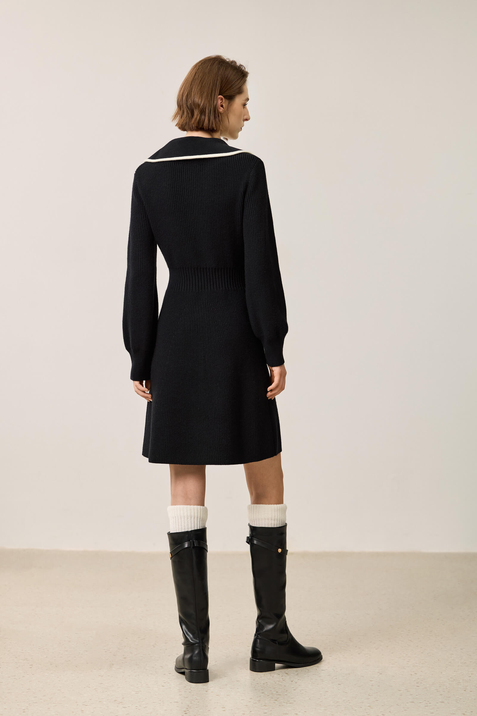 LILY Stylish Zip-Neck Long Sleeve Knit Dress – LILY Official Store