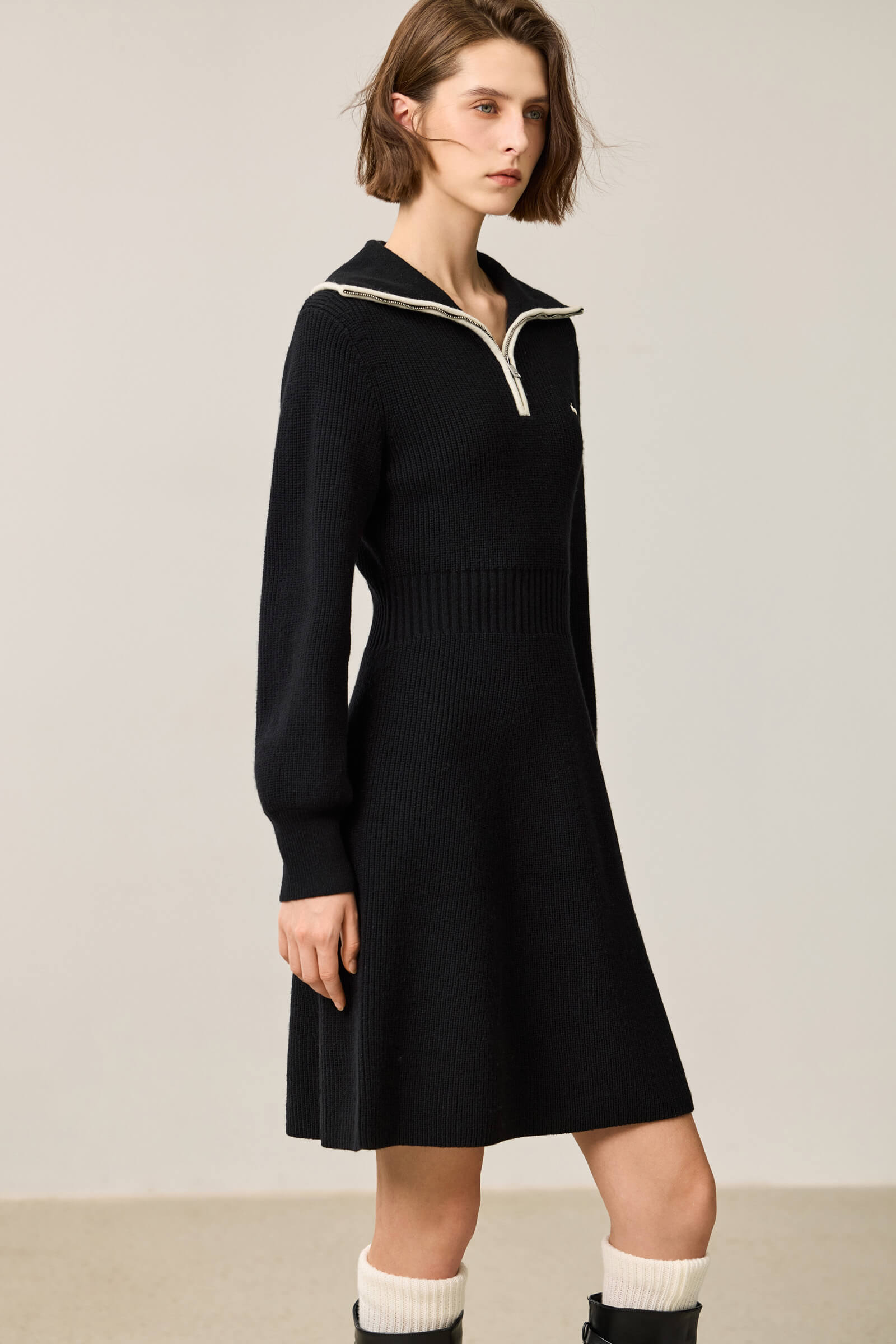 ワンピース Lily knit long dress LILY Stylish Zip-Neck Long Sleeve Knit Dress – LILY Official Store