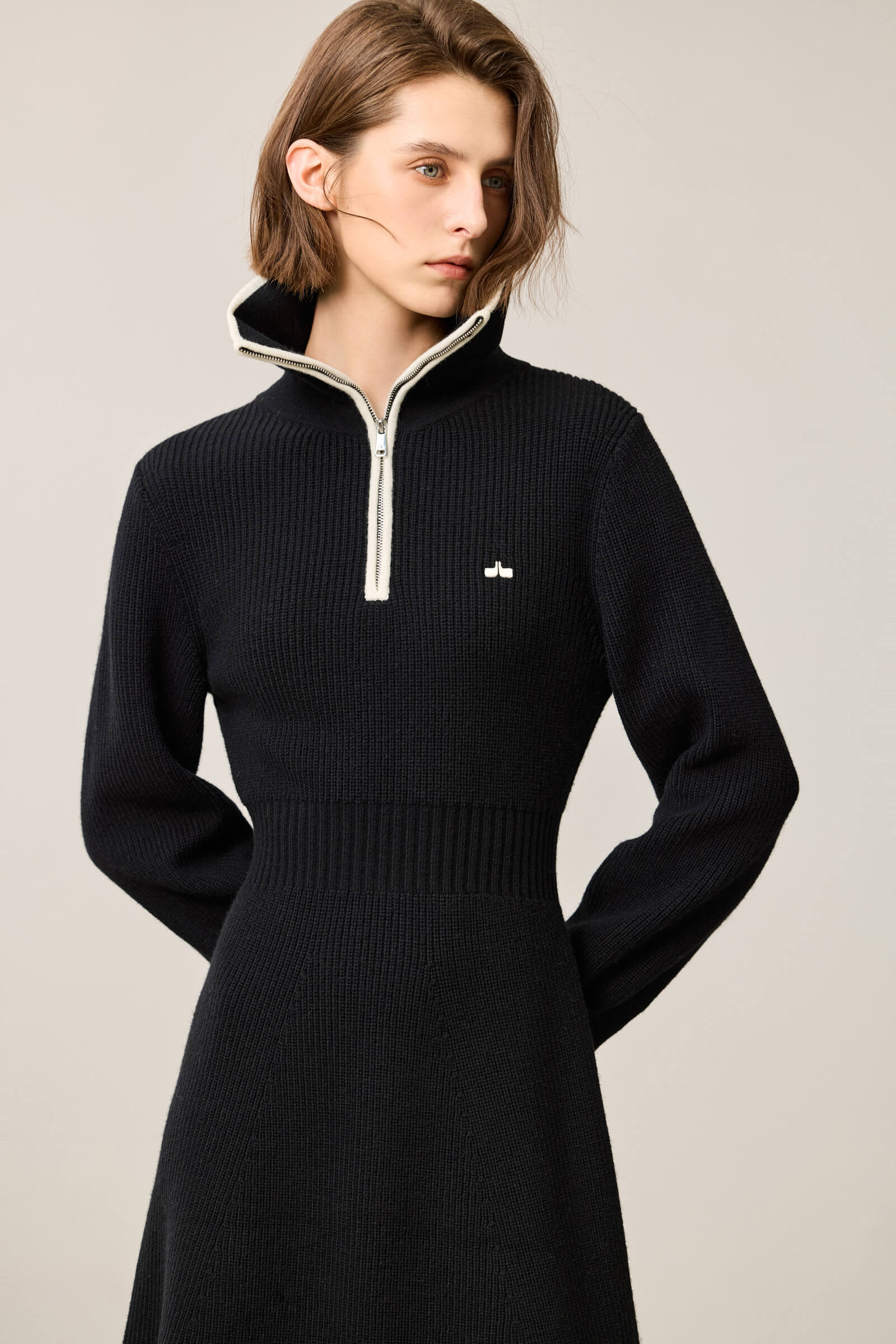 LILY Stylish Zip-Neck Long Sleeve Knit Dress – LILY Official Store