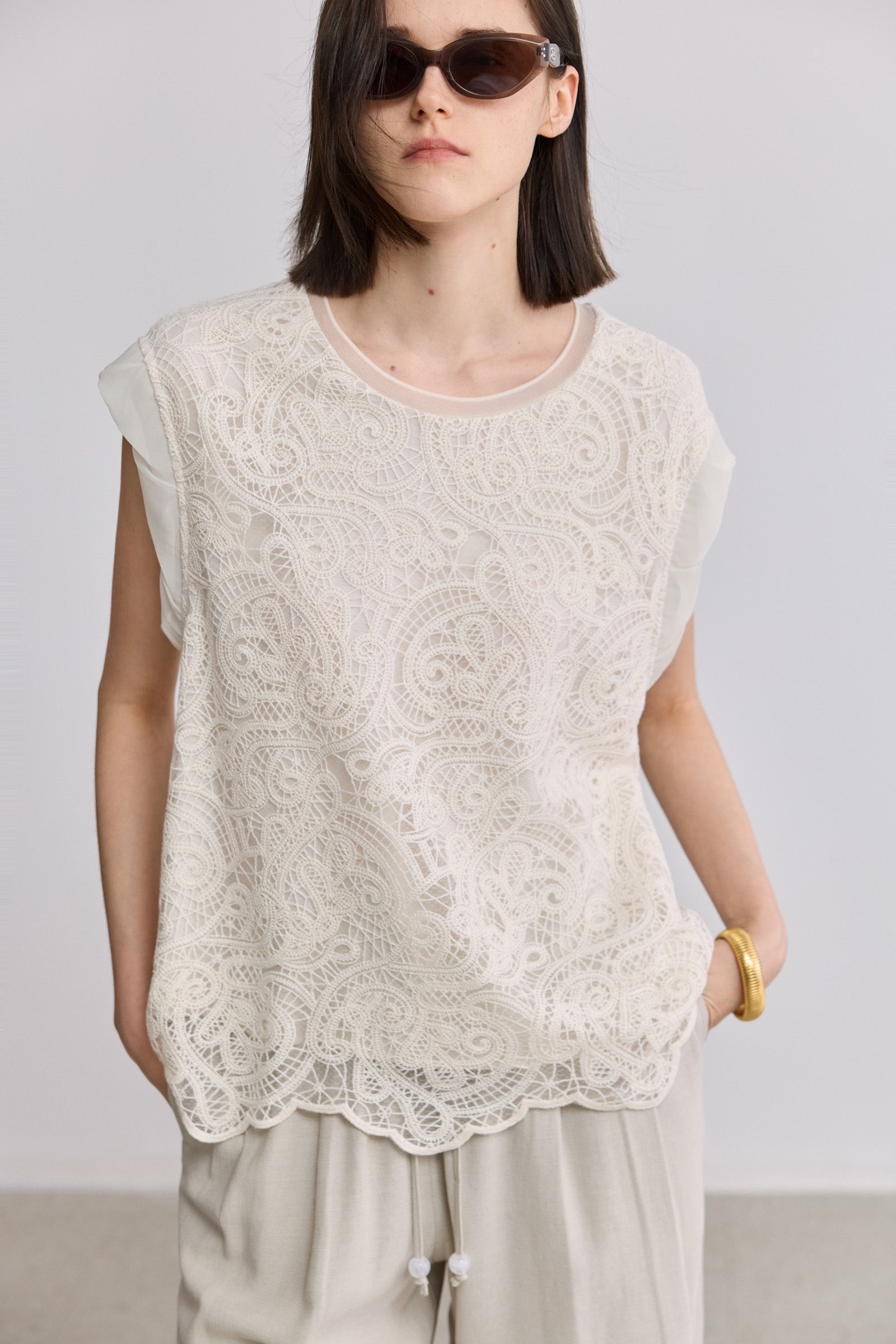 Delaina Mesh Top In Spotted Leopard Dark Tan | Alice + Olivia