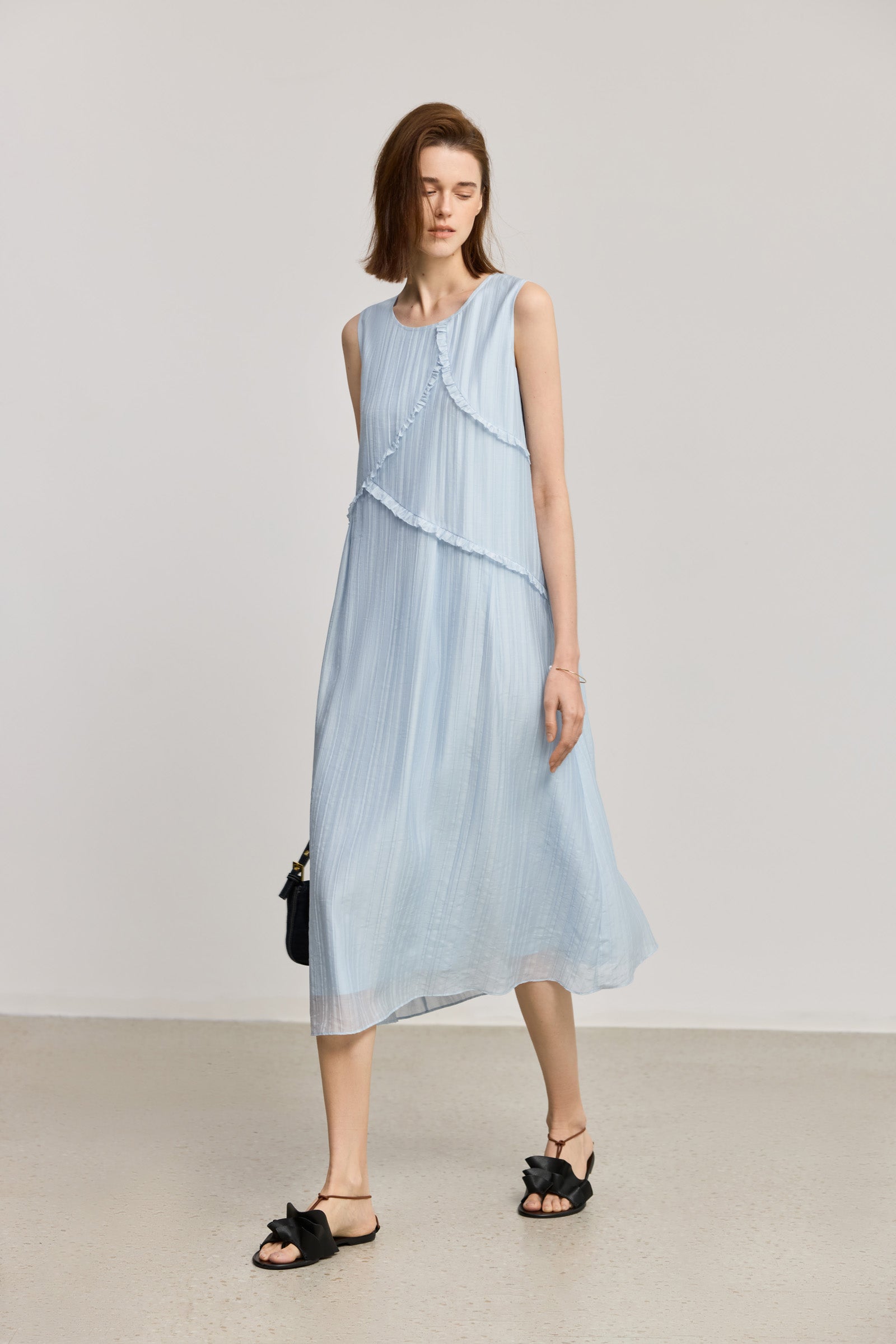 LILY French Sleeveless Ruffled Midi Dress – LILY Official Store