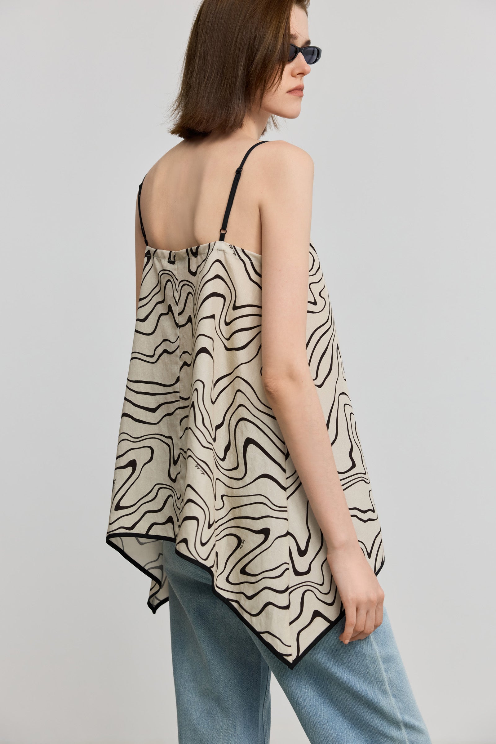 LILY Abstract Print Contrast Trim Cami