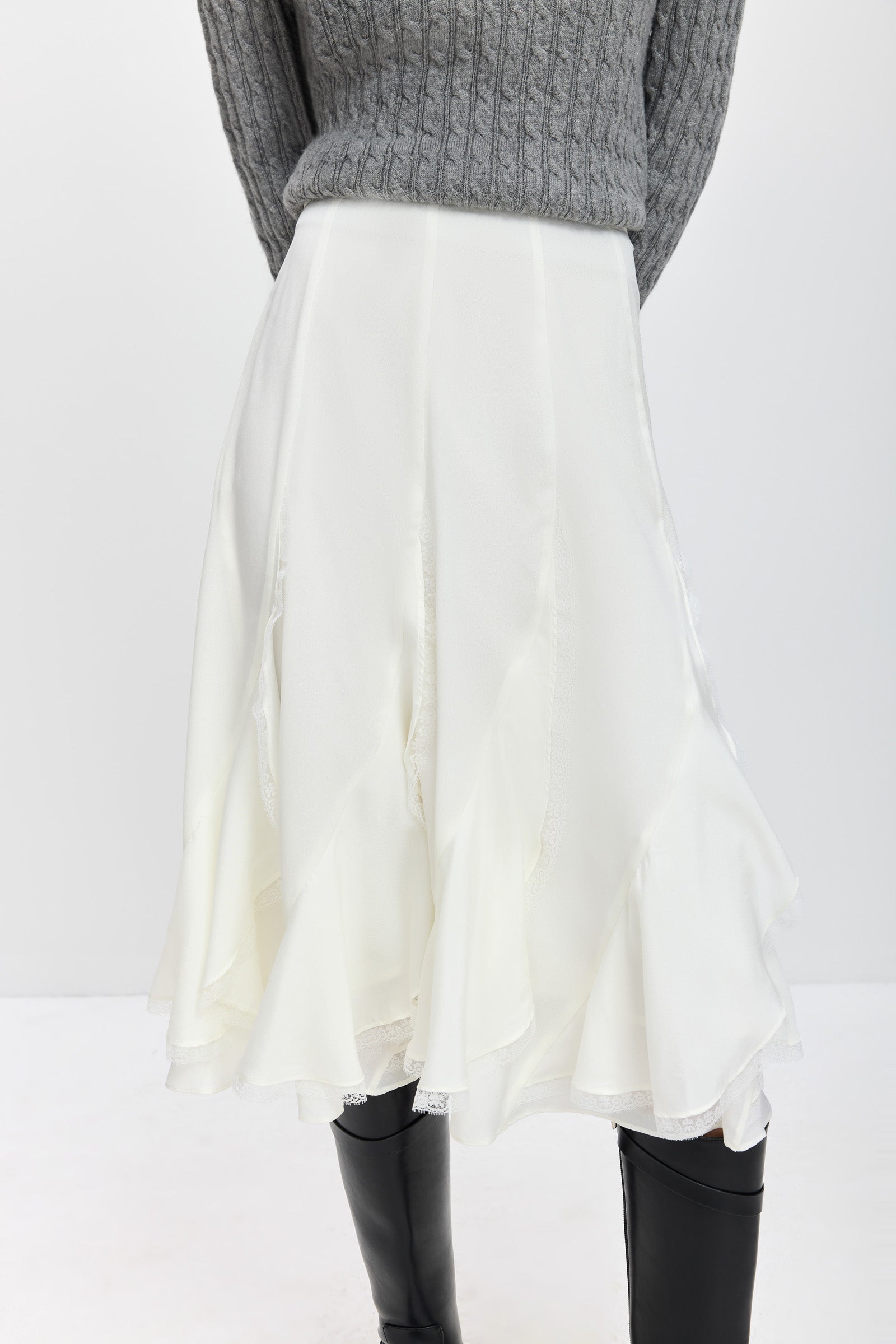 LILY Asymmetric Lace Midi Skirt – LILY Official Store