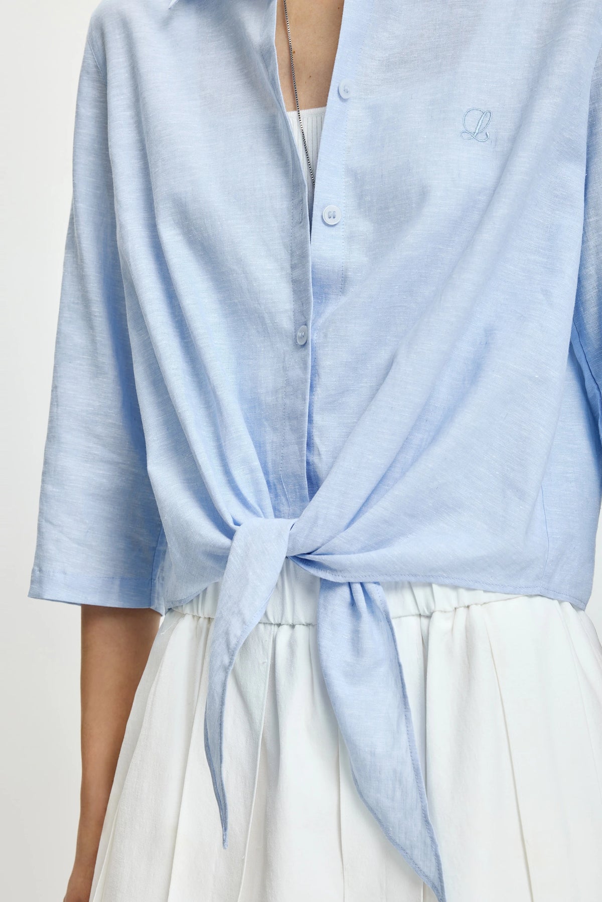 Lily Rocks Shirt LILY Cotton-Linen Knot-Detail Shirts – LILY Official Store