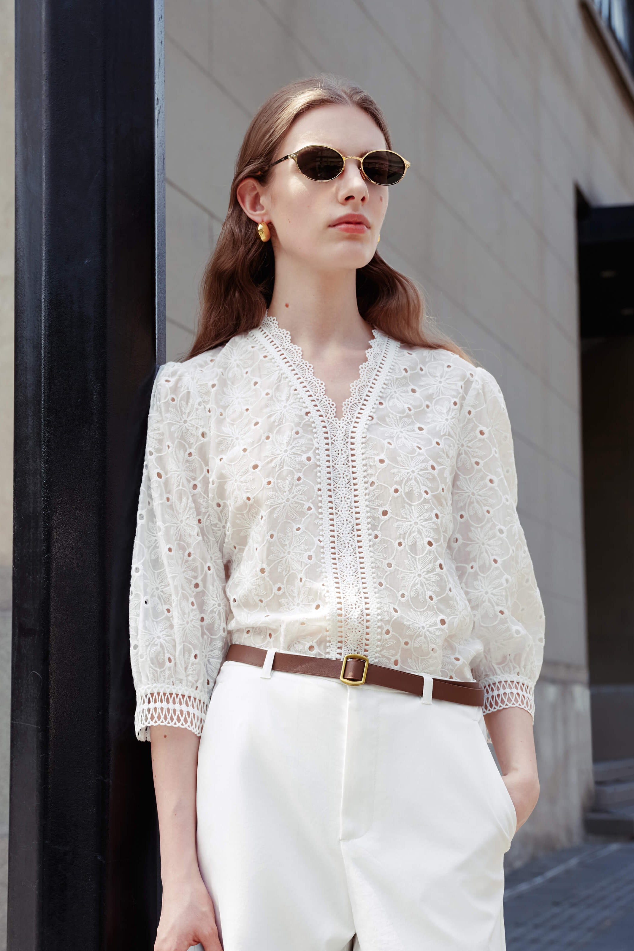 LILY Lyocell Lace V-Neck Blouse – LILY Official Store