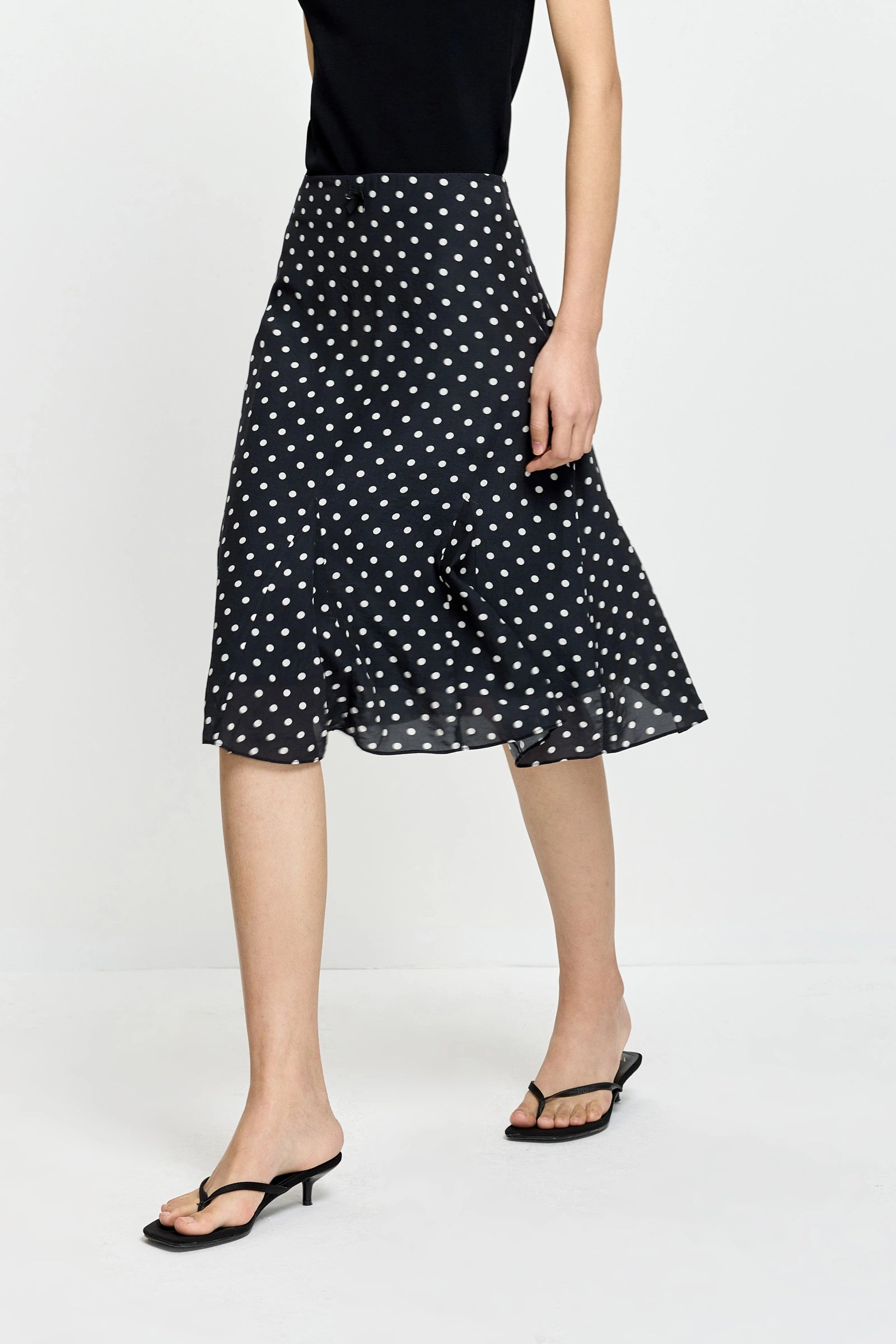 LILY Lyocell Polka Dot Bias-Cut Skirt