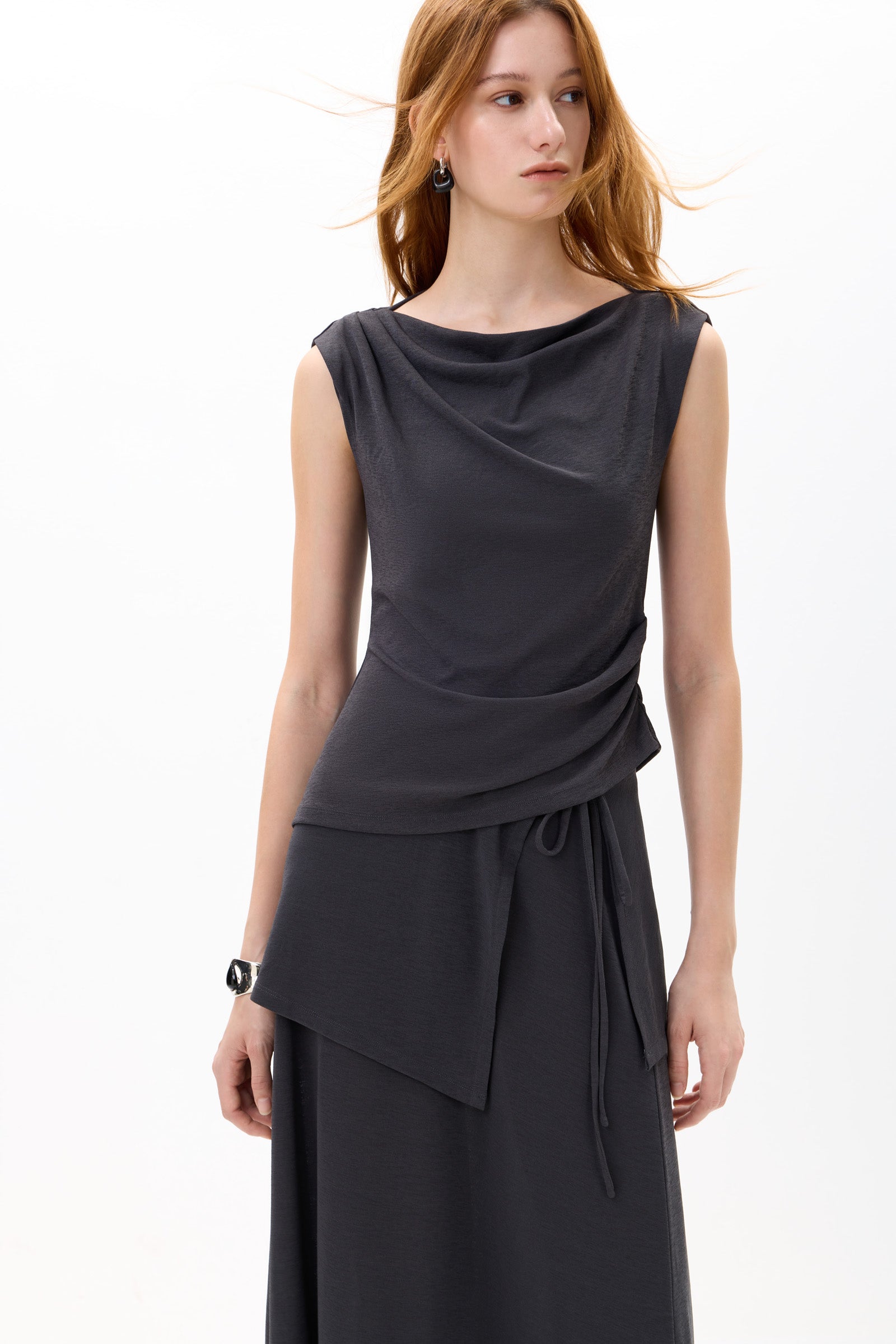 LILY Draped Neck Sleeveless Top – LILY Official Store