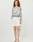 LILY Off-Shoulder Printed Blouse